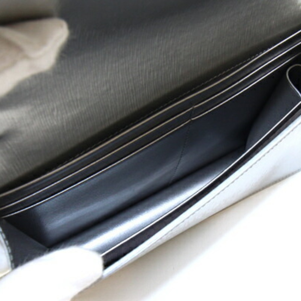 Prada Shoulder Bag 1BP016 Silver Leather Pochette Wallet Women's PRADA - Picture 3 of 9